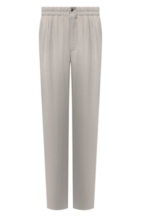 Мужские шелковые брюки GIORGIO ARMANI серого цвета, арт. 9SGPP05M/T00Q7 | Фото 1 (Материал внешний: Шелк; Длина (брюки, джинсы): Стандартные; Случай: Повседневный)