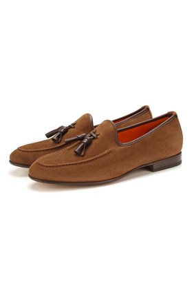 Мужские замшевые лоферы SANTONI коричневого цвета по цене 56050 руб., арт. MCH017216LA3USHVM34 | Фото 1 Мужские замшевые лоферы SANTONI коричневого цвета, арт. MCH017216LA3USHVM34 | Фото 1