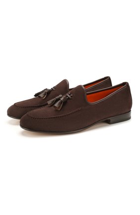 Мужские замшевые лоферы SANTONI темно-коричневого цвета по цене 56050 руб., арт. MCH017216LA3USHVT52 | Фото 1 Мужские замшевые лоферы SANTONI темно-коричневого цвета, арт. MCH017216LA3USHVT52 | Фото 1