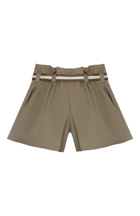 Детские хлопковые шорты BRUNELLO CUCINELLI хаки цвета по цене 30750 руб., арт. B0F48G003A | Фото 2 Детские хлопковые шорты BRUNELLO CUCINELLI хаки цвета, арт. B0F48G003A | Фото 2