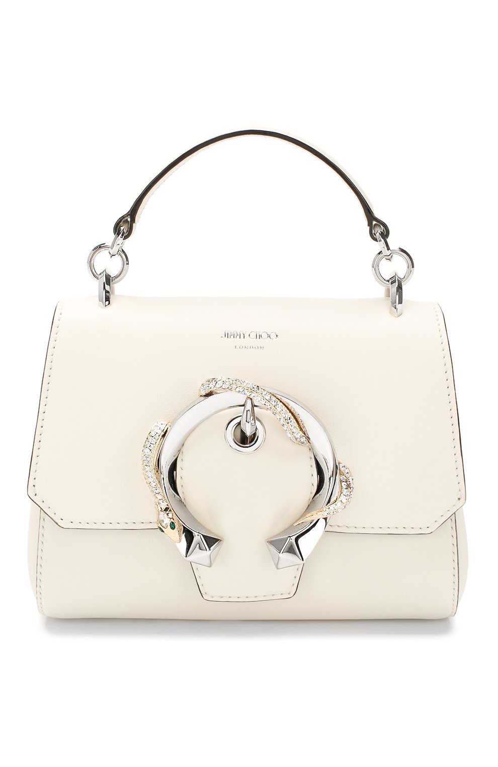 Женская сумка madeline JIMMY CHOO белого цвета, арт. MADELINE T0PHANDLE/S/YTL | Фото 1 (Сумки-технические: Сумки через плечо, Сумки top-handle; Материал: Натуральная кожа; Размер: mini; Ремень/цепочка: На ремешке)