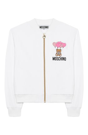 Детский хлопковый бомбер MOSCHINO KID белого цвета по цене 9660 руб., арт. HBF01Z/LDA00/4A-8A | Фото 1 Детский хлопковый бомбер MOSCHINO KID белого цвета, арт. HBF01Z/LDA00/4A-8A | Фото 1