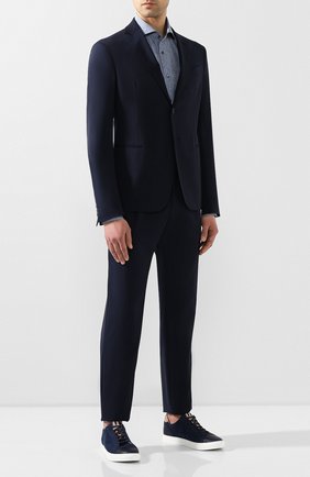 Мужской шерстяной костюм GIORGIO ARMANI темно-синего цвета по цене 158000 руб., арт. 0SGAV018/T01GU | Фото 1 Мужской шерстяной костюм GIORGIO ARMANI темно-синего цвета, арт. 0SGAV018/T01GU | Фото 1