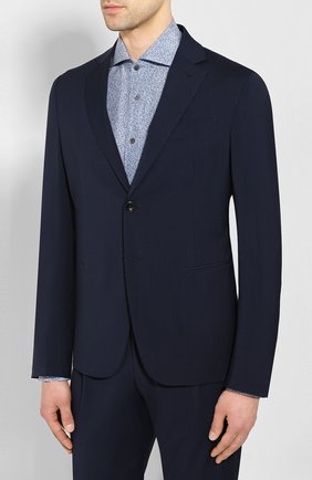 Мужской шерстяной костюм GIORGIO ARMANI темно-синего цвета по цене 158000 руб., арт. 0SGAV018/T01GU | Фото 2 Мужской шерстяной костюм GIORGIO ARMANI темно-синего цвета, арт. 0SGAV018/T01GU | Фото 2