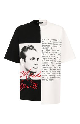 Мужская хлопковая футболка DOLCE & GABBANA черно-белого цвета по цене 89950 руб., арт. G8LE7Z/G7VPP | Фото 1 Мужская хлопковая футболка DOLCE & GABBANA черно-белого цвета, арт. G8LE7Z/G7VPP | Фото 1 (Материал внешний: Хлопок; Длина (для топов): Удлиненные; Рукава: Короткие; Мужское Кросс-КТ: Футболка-одежда; Принт: С принтом; Стили: Кэжуэл)