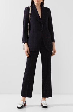 Женский шерстяной жакет GUCCI синего цвета по цене 199500 руб., арт. 597842/ZABJ0 | Фото 2 Женский шерстяной жакет GUCCI синего цвета, арт. 597842/ZABJ0 | Фото 2