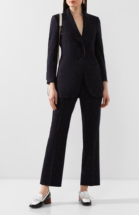 Женские шерстяные брюки GUCCI синего цвета по цене 79950 руб., арт. 595172/ZABJ0 | Фото 2 Женские шерстяные брюки GUCCI синего цвета, арт. 595172/ZABJ0 | Фото 2