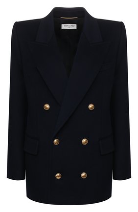 Женский шерстяной жакет SAINT LAURENT темно-синего цвета по цене 237000 руб., арт. 620613/Y3A43 | Фото 1 Женский шерстяной жакет SAINT LAURENT темно-синего цвета, арт. 620613/Y3A43 | Фото 1