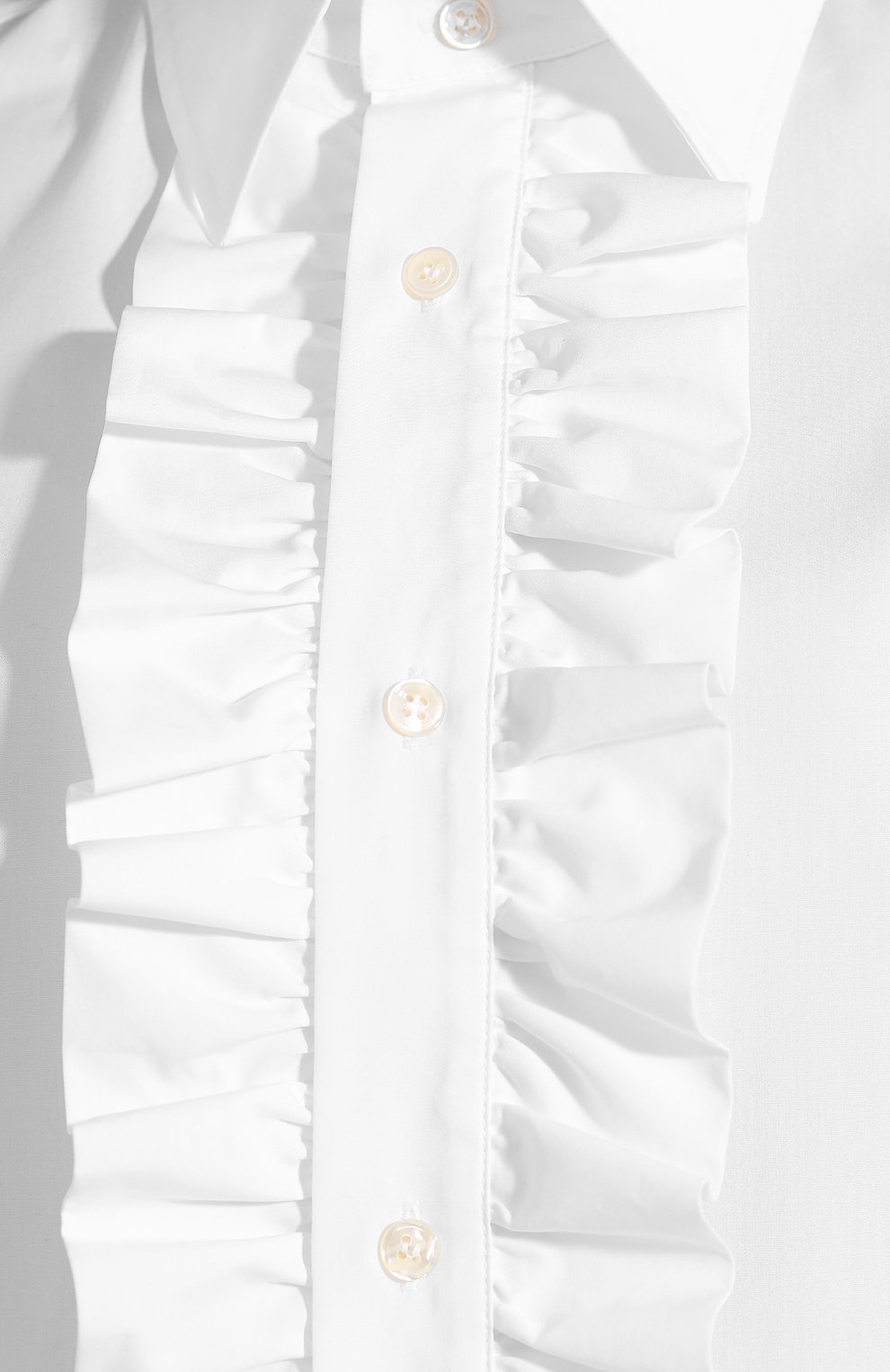 Женская хлопковая рубашка SAINT LAURENT белого цвета, арт. 614790/Y227W | Фото 5 (Рукава: Длинные; Принт: Без принта; Женское Кросс-КТ: Рубашка-одежда; Длина (для топов): Стандартные; Материал внешний: Хлопок; Статус проверки: Проверена категория)