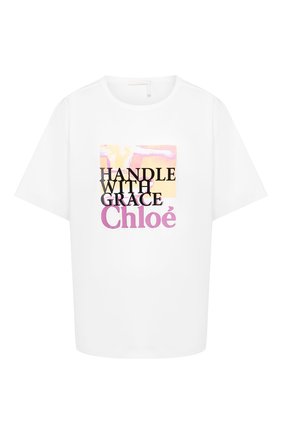 Женская хлопковая футболка CHLOÉ белого цвета по цене 36800 руб., арт. CHC20UJH23288 | Фото 1 Женская хлопковая футболка CHLOÉ белого цвета, арт. CHC20UJH23288 | Фото 1