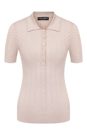 Женское шелковое поло DOLCE & GABBANA бежевого цвета по цене 68200 руб., арт. FX715T/JASKM | Фото 1 Женское шелковое поло DOLCE & GABBANA бежевого цвета, арт. FX715T/JASKM | Фото 1