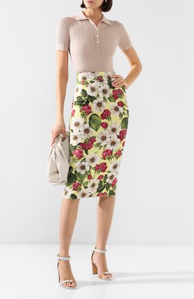 Женское шелковое поло DOLCE & GABBANA бежевого цвета по цене 68200 руб., арт. FX715T/JASKM | Фото 2 Женское шелковое поло DOLCE & GABBANA бежевого цвета, арт. FX715T/JASKM | Фото 2