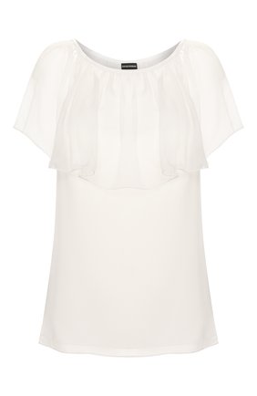 Женский шелковый топ EMPORIO ARMANI белого цвета по цене 39550 руб., арт. 5NK30T/52323 | Фото 1 Женский шелковый топ EMPORIO ARMANI белого цвета, арт. 5NK30T/52323 | Фото 1