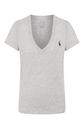 Женская хлопковая футболка POLO RALPH LAUREN серого цвета по цене 6200 руб., арт. 211810419 | Фото 1 Женская хлопковая футболка POLO RALPH LAUREN серого цвета, арт. 211810419 | Фото 1