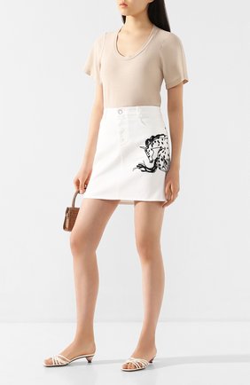 Женская хлопковая футболка STELLA MCCARTNEY бежевого цвета по цене 21300 руб., арт. 600780/SNW94 | Фото 2 Женская хлопковая футболка STELLA MCCARTNEY бежевого цвета, арт. 600780/SNW94 | Фото 2