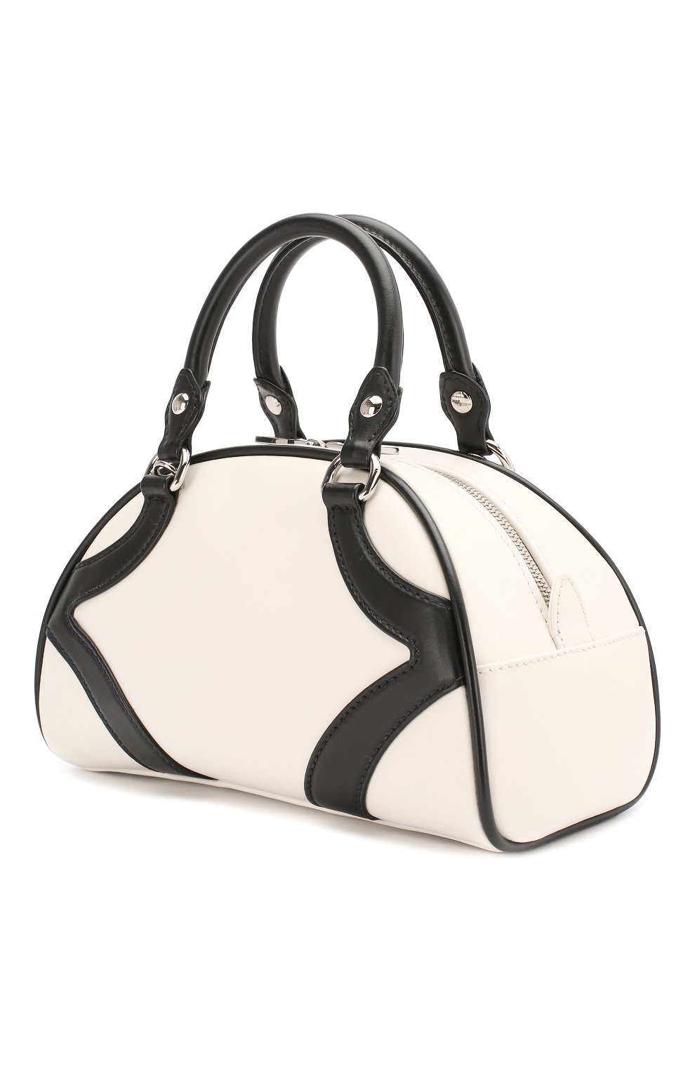 Женская сумка bowling PRADA черно-белого цвета по цене 155000 руб., арт. IBB071-ASK-F0964-DSO | Фото 2 Женская сумка bowling PRADA черно-белого цвета, арт. IBB071-ASK-F0964-DSO | Фото 2