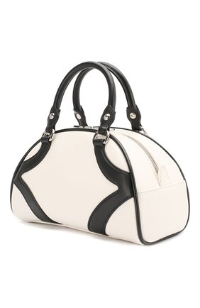 Женская сумка bowling PRADA черно-белого цвета по цене 155000 руб., арт. IBB071-ASK-F0964-DSO | Фото 2 Женская сумка bowling PRADA черно-белого цвета, арт. IBB071-ASK-F0964-DSO | Фото 2