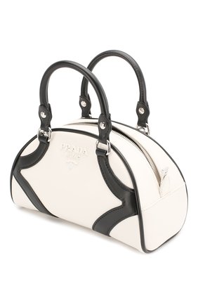 Женская сумка bowling PRADA черно-белого цвета по цене 155000 руб., арт. IBB071-ASK-F0964-DSO | Фото 3 Женская сумка bowling PRADA черно-белого цвета, арт. IBB071-ASK-F0964-DSO | Фото 3