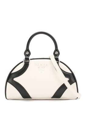 Женская сумка bowling PRADA черно-белого цвета по цене 155000 руб., арт. IBB071-ASK-F0964-DSO | Фото 4 Женская сумка bowling PRADA черно-белого цвета, арт. IBB071-ASK-F0964-DSO | Фото 4
