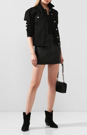 Женские замшевые ботинки west SAINT LAURENT черного цвета по цене 63800 руб., арт. 620087/1NZ00 | Фото 2 Женские замшевые ботинки west SAINT LAURENT черного цвета, арт. 620087/1NZ00 | Фото 2