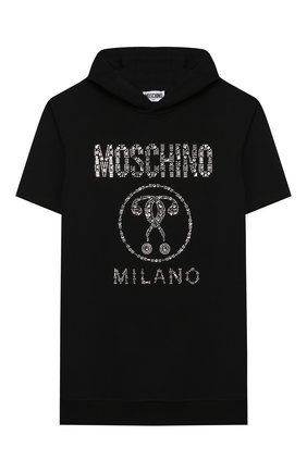 Детское хлопковое платье MOSCHINO KID черного цвета по цене 11050 руб., арт. HDV08N/LDA12/10A-14A | Фото 1 Детское хлопковое платье MOSCHINO KID черного цвета, арт. HDV08N/LDA12/10A-14A | Фото 1
