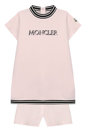 Женский комплект из футболки и шорт MONCLER розового цвета, арт. F1-951-8M711-10-809DQ | Фото 1 (Рукава: Короткие; Материал внешний: Хлопок)
