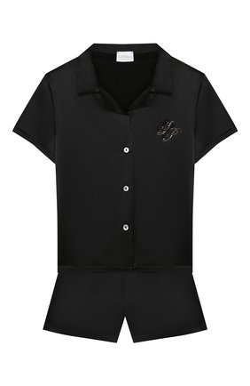 Детская шелковая пижама LA PERLA черного цвета по цене 17600 руб., арт. 71191/2A-6A | Фото 1 Детская шелковая пижама LA PERLA черного цвета, арт. 71191/2A-6A | Фото 1