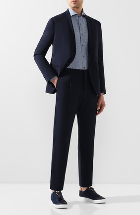 Мужская шелковая рубашка CORNELIANI синего цвета по цене 39950 руб., арт. 85P102-0111945/00 | Фото 2 Мужская шелковая рубашка CORNELIANI синего цвета, арт. 85P102-0111945/00 | Фото 2