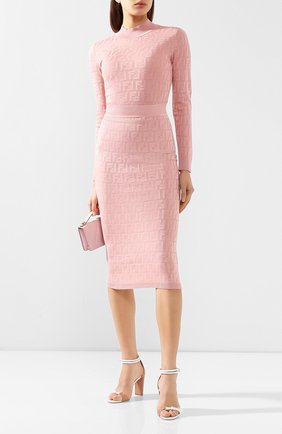 Женская юбка из смеси хлопка и вискозы FENDI светло-розового цвета по цене 76000 руб., арт. FZQ598 AAVG | Фото 2 Женская юбка из смеси хлопка и вискозы FENDI светло-розового цвета, арт. FZQ598 AAVG | Фото 2