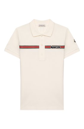 Детское хлопковое поло MONCLER белого цвета по цене 11050 руб., арт. F1-954-8A703-20-8496W/12-14A | Фото 1 Детское хлопковое поло MONCLER белого цвета, арт. F1-954-8A703-20-8496W/12-14A | Фото 1