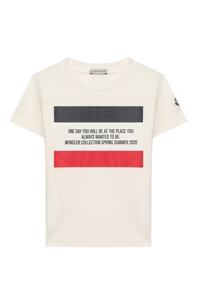 Детская хлопковая футболка MONCLER белого цвета по цене 6870 руб., арт. F1-954-8C719-20-83907/4-6A | Фото 1 Детская хлопковая футболка MONCLER белого цвета, арт. F1-954-8C719-20-83907/4-6A | Фото 1