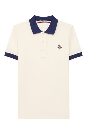 Детское хлопковое поло MONCLER белого цвета по цене 7250 руб., арт. F1-954-8A701-20-8496W/8-10A | Фото 1 Детское хлопковое поло MONCLER белого цвета, арт. F1-954-8A701-20-8496W/8-10A | Фото 1