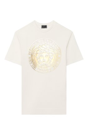 Детское хлопковое платье VERSACE белого цвета по цене 13550 руб., арт. YC000202/YA00078/4A-6A | Фото 1 Детское хлопковое платье VERSACE белого цвета, арт. YC000202/YA00078/4A-6A | Фото 1