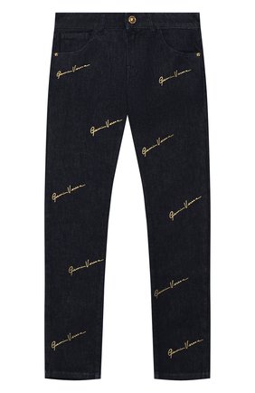 Детские джинсы VERSACE синего цвета по цене 21300 руб., арт. YC000256/A233592/8A-14A | Фото 1 Детские джинсы VERSACE синего цвета, арт. YC000256/A233592/8A-14A | Фото 1