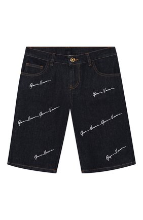 Детские джинсовые шорты VERSACE синего цвета по цене 17400 руб., арт. YD000183/A233592/8A-14A | Фото 1 Детские джинсовые шорты VERSACE синего цвета, арт. YD000183/A233592/8A-14A | Фото 1