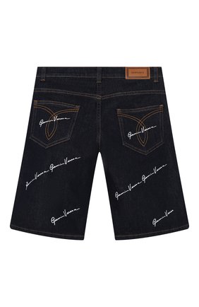 Детские джинсовые шорты VERSACE синего цвета по цене 17400 руб., арт. YD000183/A233592/8A-14A | Фото 2 Детские джинсовые шорты VERSACE синего цвета, арт. YD000183/A233592/8A-14A | Фото 2