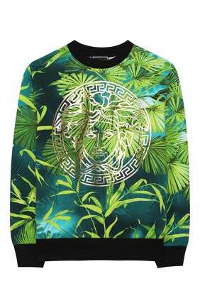 Детский хлопковый свитшот VERSACE зеленого цвета по цене 21300 руб., арт. YD000304/A235480/8A-14A | Фото 1 Детский хлопковый свитшот VERSACE зеленого цвета, арт. YD000304/A235480/8A-14A | Фото 1
