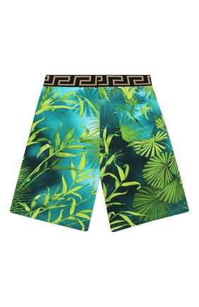 Детские хлопковые шорты VERSACE зеленого цвета по цене 17400 руб., арт. YD000305/A235480/8A-14A | Фото 2 Детские хлопковые шорты VERSACE зеленого цвета, арт. YD000305/A235480/8A-14A | Фото 2