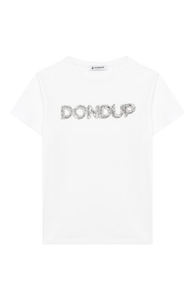 Детская хлопковая футболка DONDUP белого цвета по цене 4895 руб., арт. YS189/JY0014G/ZA30 | Фото 1 Детская хлопковая футболка DONDUP белого цвета, арт. YS189/JY0014G/ZA30 | Фото 1 (Рукава: Короткие; Материал внешний: Хлопок; Девочки Кросс-КТ: футболка-одежда; Ростовка одежда: 10 - 11 лет | 140 - 146см, 6 лет | 116 см)