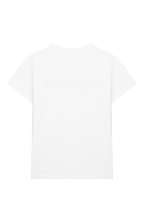 Детская хлопковая футболка DONDUP белого цвета, арт. YS189/JY0014G/ZA30 | Фото 2 (Рукава: Короткие; Материал внешний: Хлопок; Девочки Кросс-КТ: футболка-одежда; Ростовка одежда: 10 - 11 лет | 140 - 146см, 6 лет | 116 см)