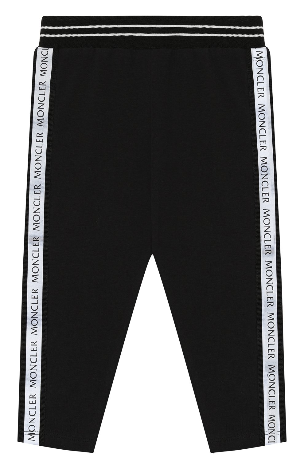 Детские хлопковые брюки MONCLER черного цвета, арт. F1-951-8H703-10-8790A | Фото 1 (Кросс-КТ НВ: Брюки; Материал внешний: Хлопок; Ростовка одежда: 12 мес | 80 см, 18 мес | 86 см, 36 мес | 98 см)