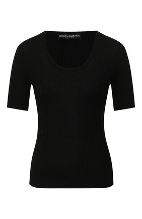 Женская шелковый пуловер DOLCE & GABBANA черного цвета по цене 47950 руб., арт. FX803T/JASMH | Фото 1 Женская шелковый пуловер DOLCE & GABBANA черного цвета, арт. FX803T/JASMH | Фото 1
