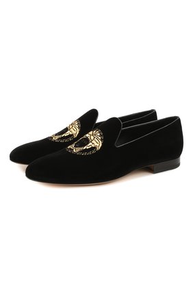 Мужские текстильные лоферы VERSACE черного цвета по цене 47200 руб., арт. DSU6488/DVL1C | Фото 1 Мужские текстильные лоферы VERSACE черного цвета, арт. DSU6488/DVL1C | Фото 1