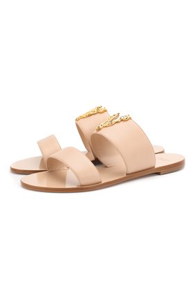 Женские кожаные шлепанцы virtus VERSACE бежевого цвета по цене 43950 руб., арт. DST215C/DVT2P | Фото 1 Женские кожаные шлепанцы virtus VERSACE бежевого цвета, арт. DST215C/DVT2P | Фото 1