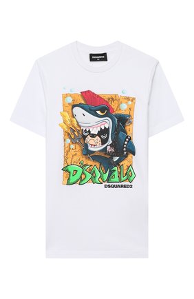 Детская хлопковая футболка DSQUARED2 белого цвета по цене 7445 руб., арт. DQ03W4-D00MQ | Фото 1 Детская хлопковая футболка DSQUARED2 белого цвета, арт. DQ03W4-D00MQ | Фото 1