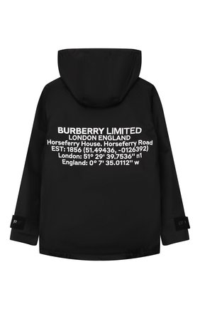Детского ветровка BURBERRY черного цвета по цене 29950 руб., арт. 8026341 | Фото 2 Детского ветровка BURBERRY черного цвета, арт. 8026341 | Фото 2