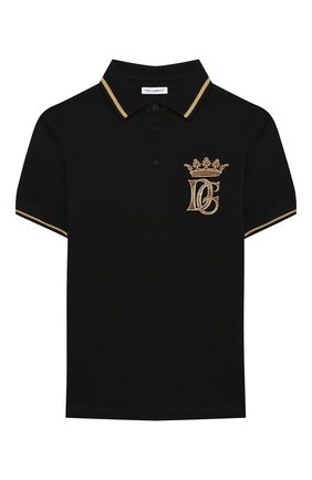 Детское хлопковое поло DOLCE & GABBANA черного цвета по цене 11900 руб., арт. L4JT8V/G7WGA/2-6 | Фото 1 Детское хлопковое поло DOLCE & GABBANA черного цвета, арт. L4JT8V/G7WGA/2-6 | Фото 1