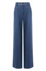 Женские шерстяные брюки FENDI синего цвета, арт. FR6240 A8D5 | Фото 1 (Силуэт Ж (брюки и джинсы): Широкие; Материал внешний: Шерсть; Длина (брюки, джинсы): Стандартные; Женское Кросс-КТ: Брюки-одежда)