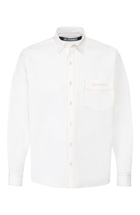 Мужская хлопковая рубашка JACQUEMUS белого цвета по цене 23600 руб., арт. 205SH01/22100 | Фото 1 Мужская хлопковая рубашка JACQUEMUS белого цвета, арт. 205SH01/22100 | Фото 1