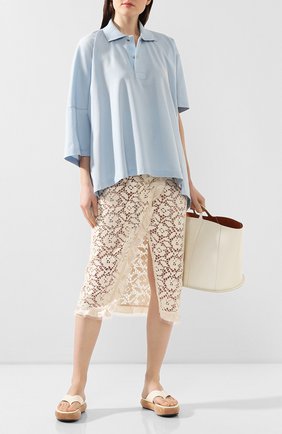 Женское хлопковое поло LANVIN голубого цвета по цене 34450 руб., арт. RW-T0612J-JG01-E20 | Фото 2 Женское хлопковое поло LANVIN голубого цвета, арт. RW-T0612J-JG01-E20 | Фото 2